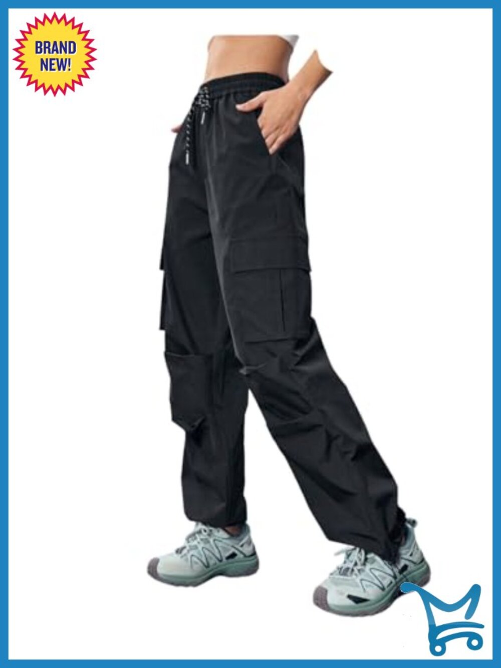 Women's Waterproof Cargo Hiking Joggers Drawstring Pockets Travel Pants